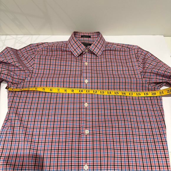 Banana Republic Men’s Checkered Dress Shirt, 100% Cotton Red Blue Size Small - Picture 9 of 10
